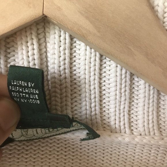 Lauren Ralph Lauren cream pullover sweater oversize toggle collar nautical sz L - Picture 5 of 8